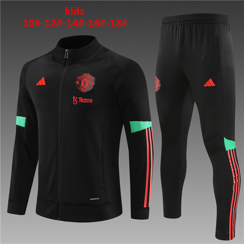 Manchester United 23-24 Kids Jacket Training Tracksuit - Black